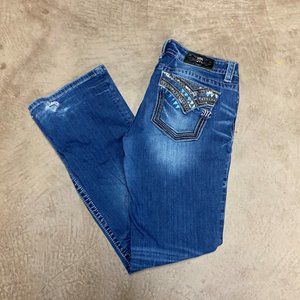 Miss Me Blue Embroidered Signature Boot 32